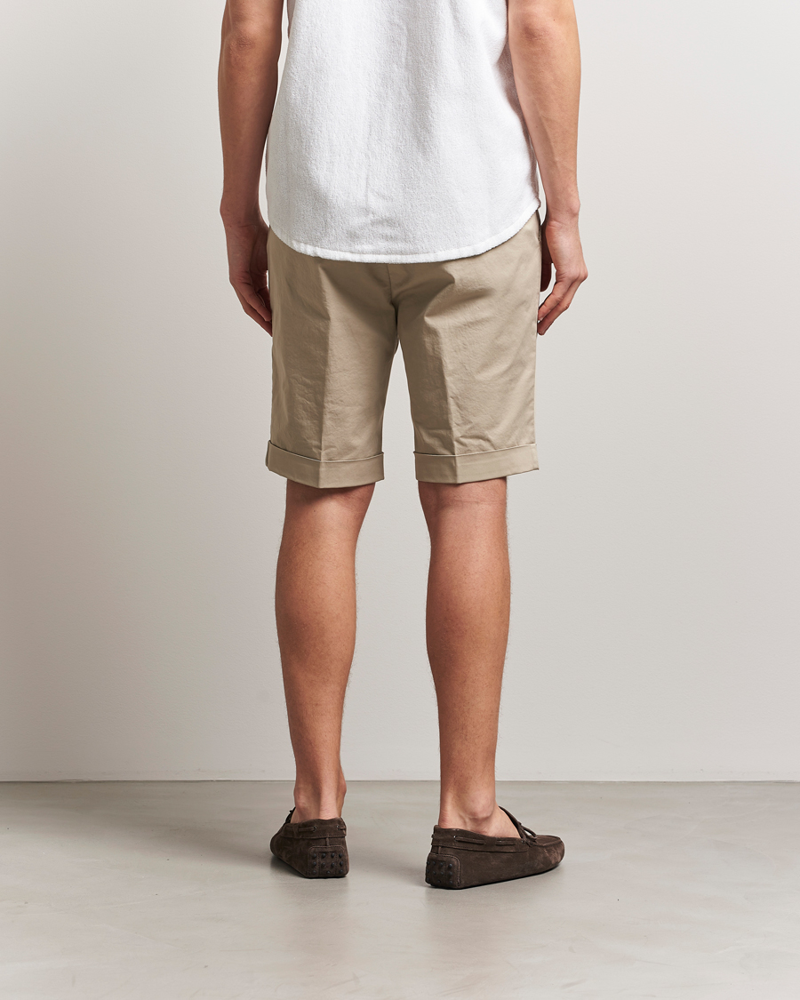 Hombres | Pantalones cortos | Briglia 1949 | Pleated Cotton Shorts Taupe