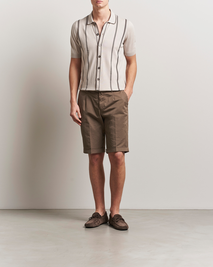Hombres | Pantalones cortos | Briglia 1949 | Pleated Cotton Shorts Brown