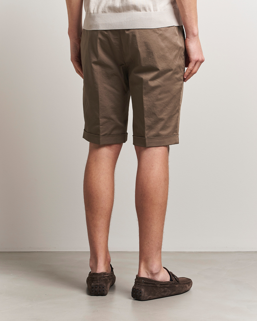 Hombres | Pantalones cortos | Briglia 1949 | Pleated Cotton Shorts Brown