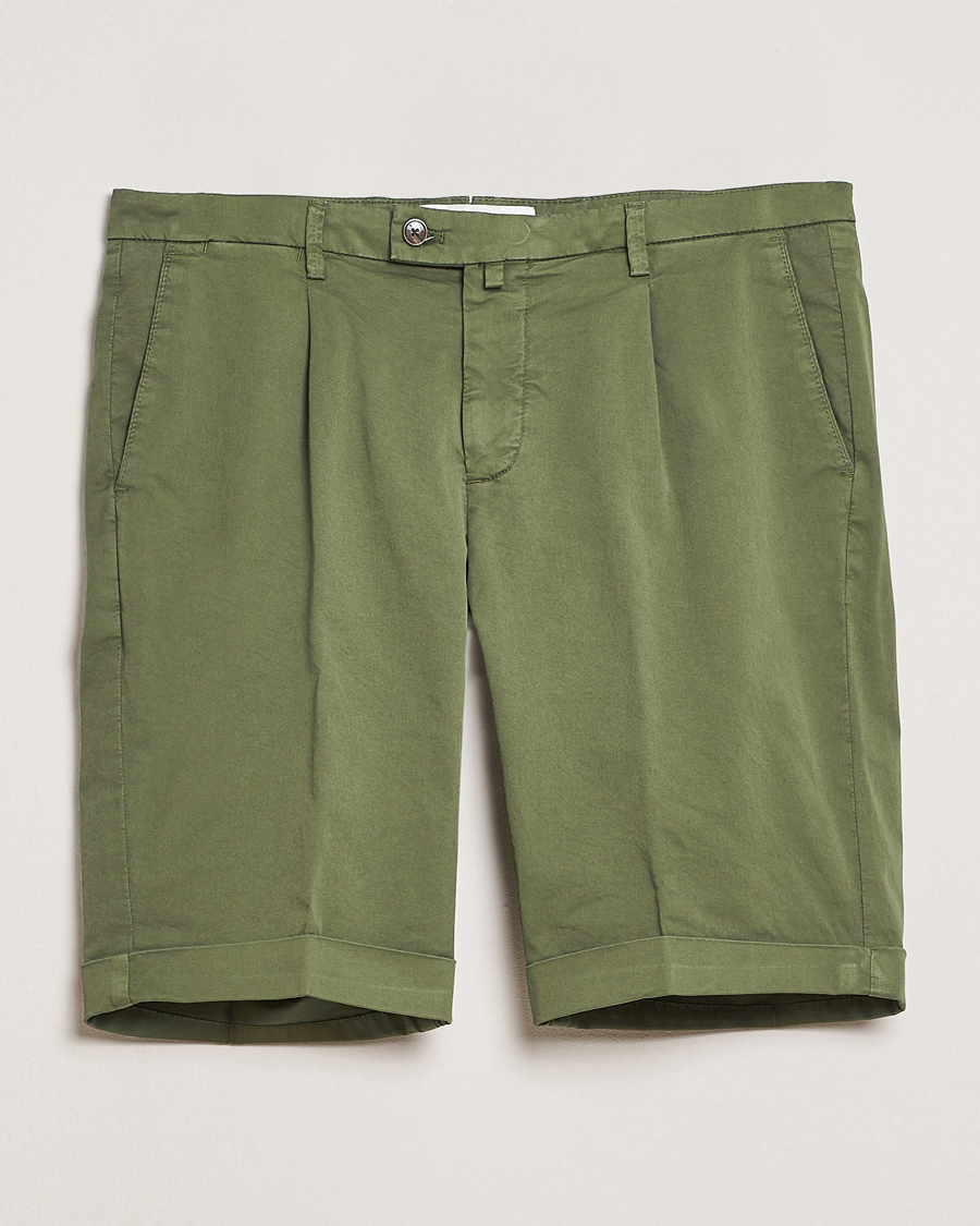 Hombres | Pantalones cortos | Briglia 1949 | Pleated Cotton Shorts Olive