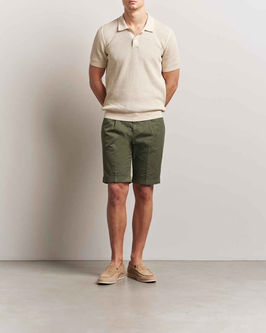 Hombres | Pantalones cortos | Briglia 1949 | Pleated Cotton Shorts Olive