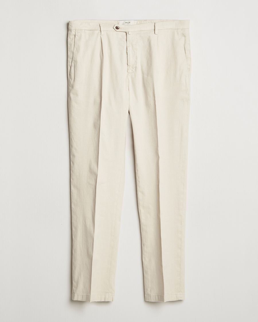 Hombres | Pantalones | Briglia 1949 | Pleated Linen Trousers Cream