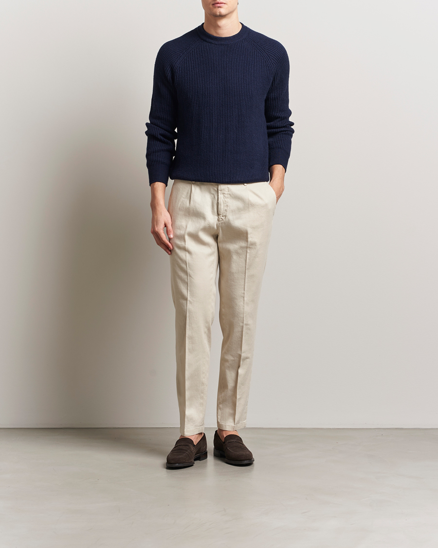 Hombres | Pantalones | Briglia 1949 | Pleated Linen Trousers Cream