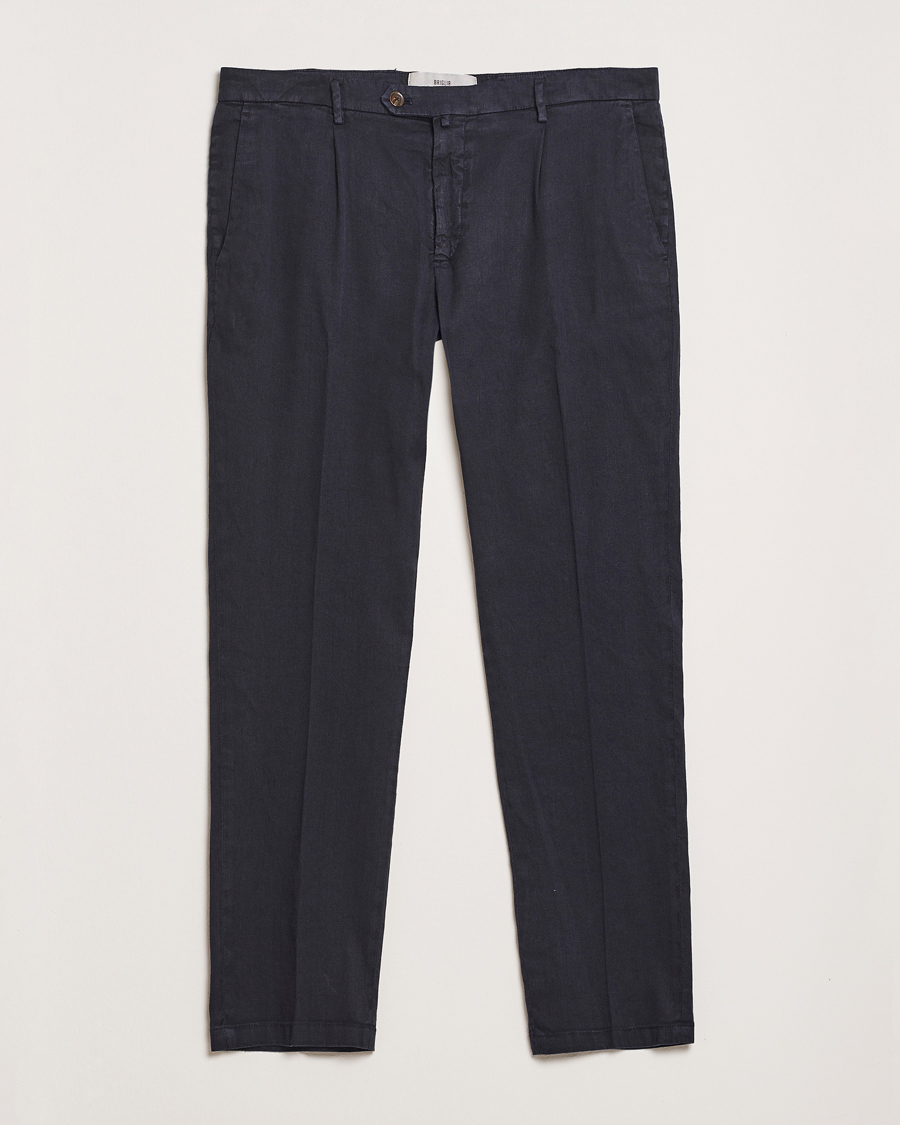 Hombres | Pantalones | Briglia 1949 | Pleated Linen Trousers Navy