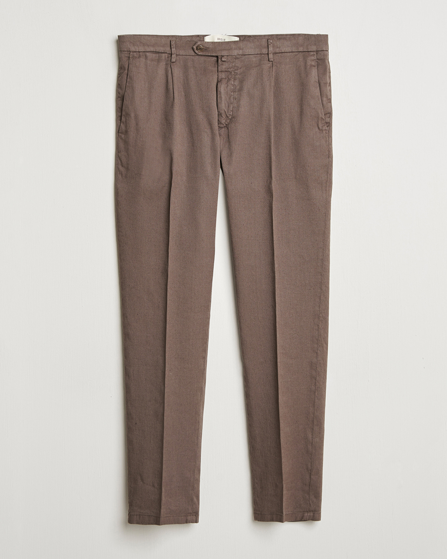 Hombres | Pantalones | Briglia 1949 | Pleated Linen Trousers Brown