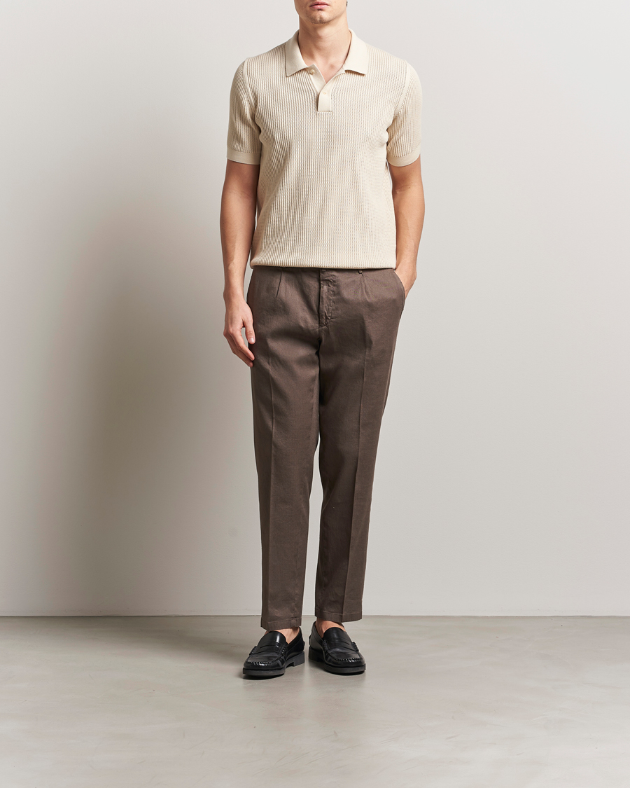 Hombres | Pantalones | Briglia 1949 | Pleated Linen Trousers Brown