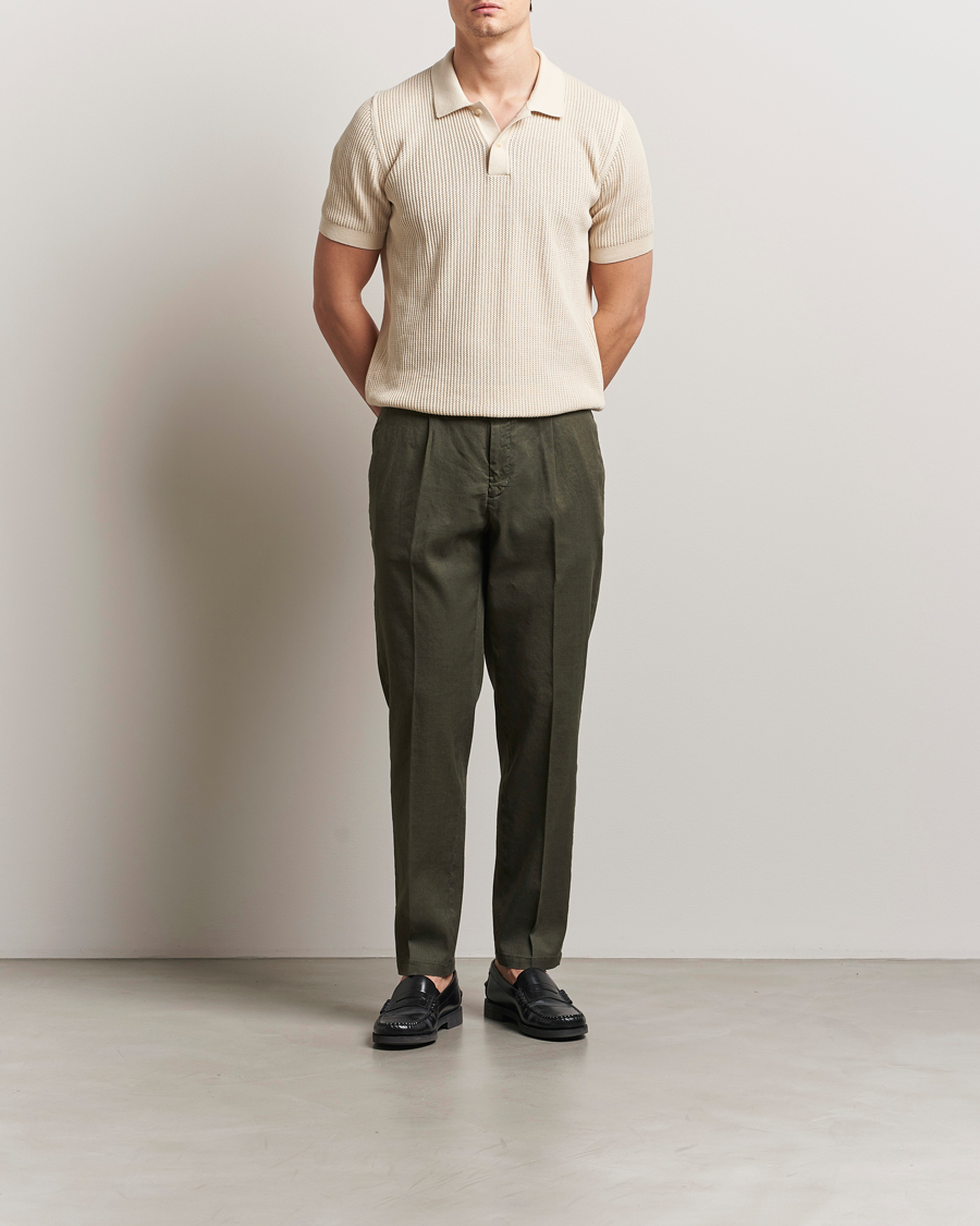 Hombres | Pantalones | Briglia 1949 | Pleated Linen Trousers Olive