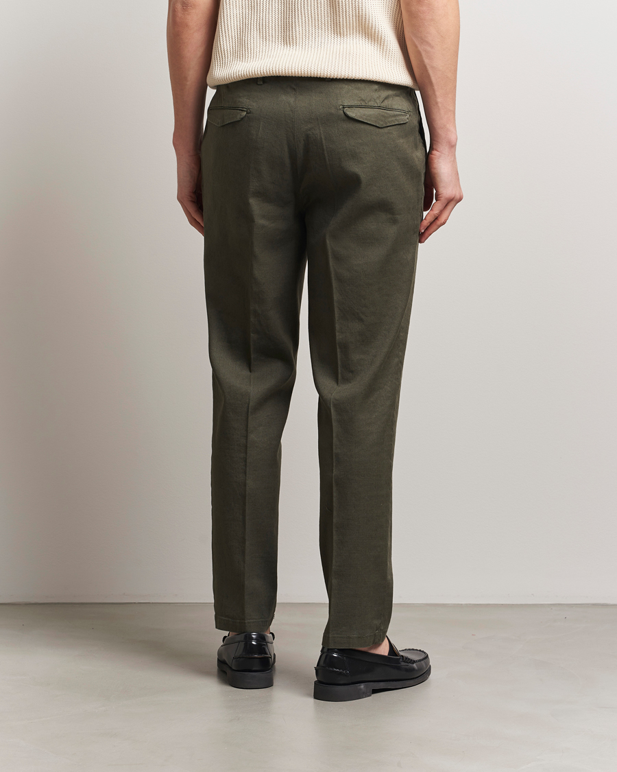 Hombres | Pantalones | Briglia 1949 | Pleated Linen Trousers Olive