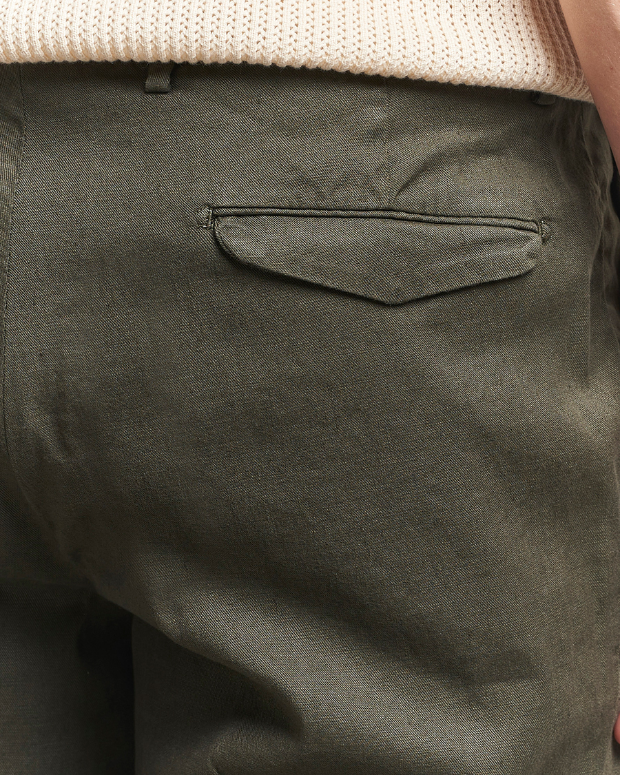Hombres | Pantalones | Briglia 1949 | Pleated Linen Trousers Olive