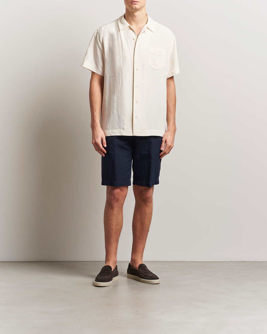 Hombres | Pantalones cortos | Briglia 1949 | Linen/Cotton Drawstring Shorts Navy