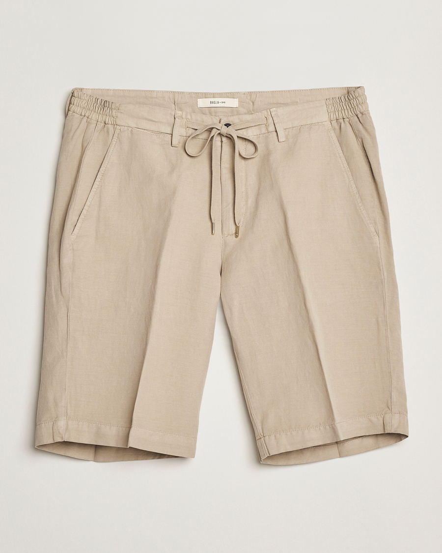 Hombres | Pantalones cortos | Briglia 1949 | Linen/Cotton Drawstring Shorts Beige