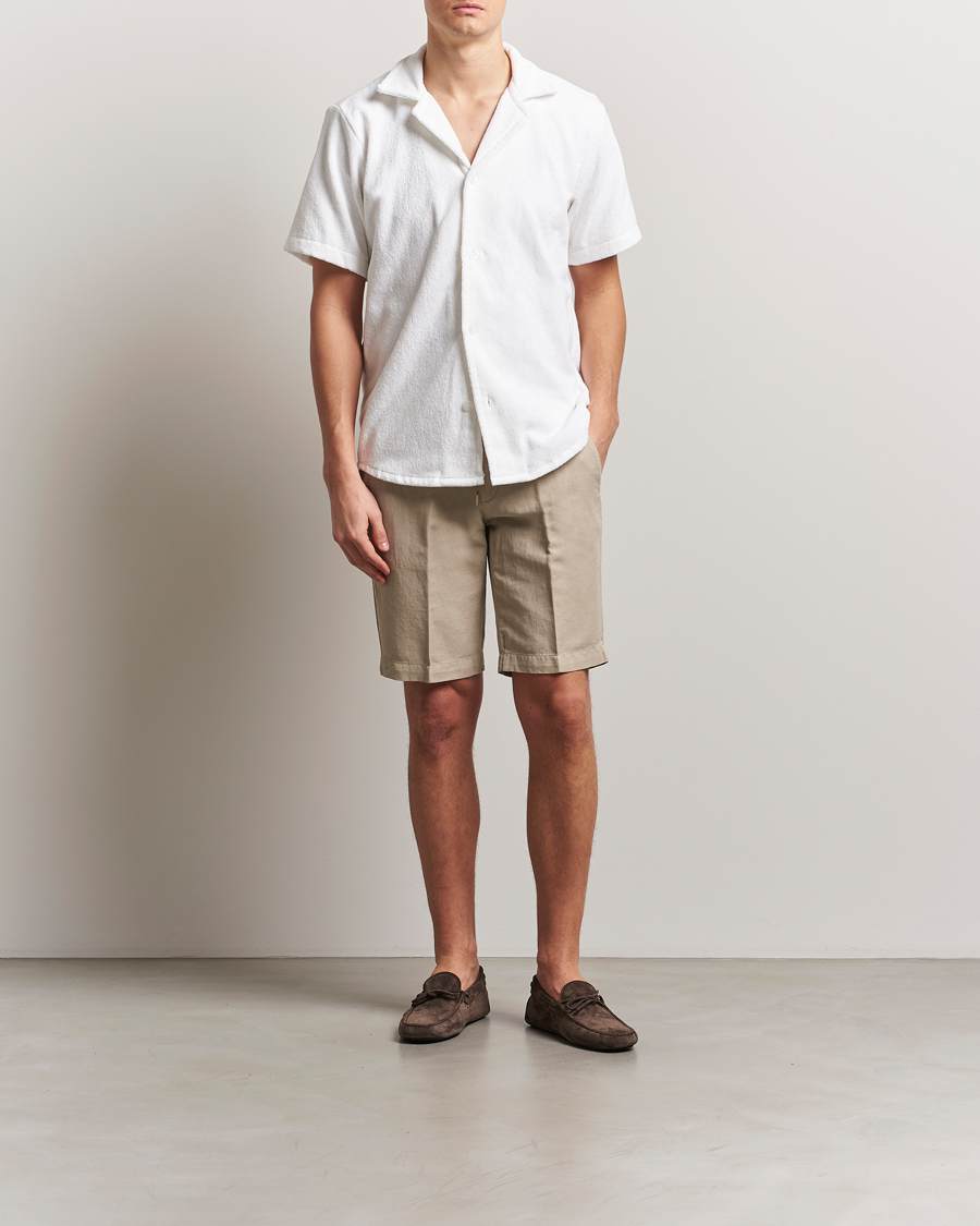 Hombres | Pantalones cortos | Briglia 1949 | Linen/Cotton Drawstring Shorts Beige