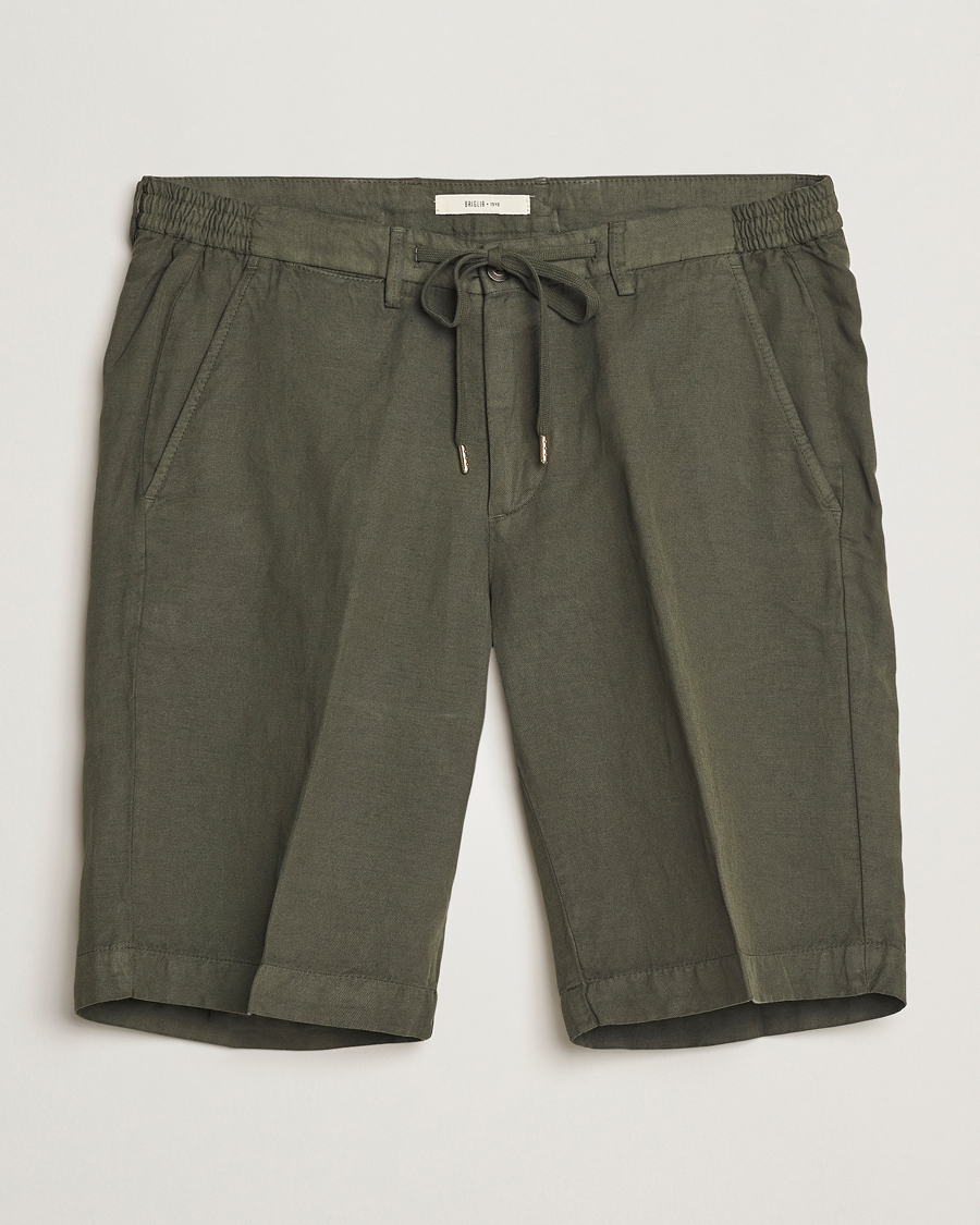 Hombres | Pantalones cortos | Briglia 1949 | Linen/Cotton Drawstring Shorts Olive