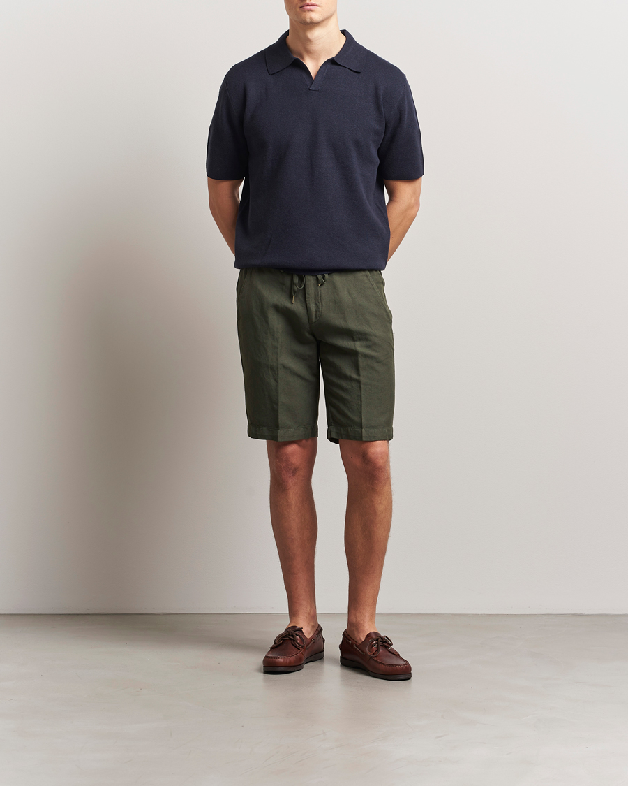 Hombres | Pantalones cortos | Briglia 1949 | Linen/Cotton Drawstring Shorts Olive