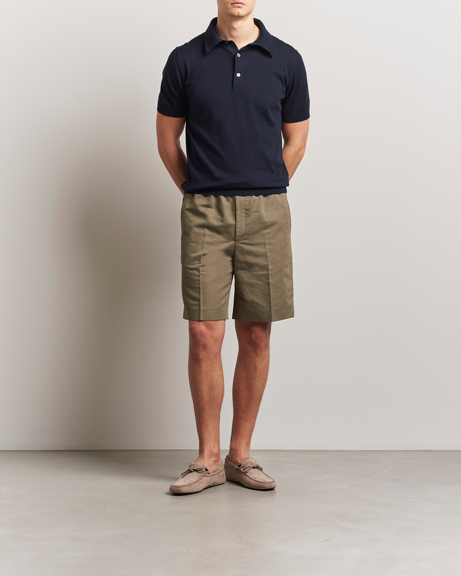 Hombres | Pantalones cortos | Brioni | Cotton/Linen Drawstring Shorts Military