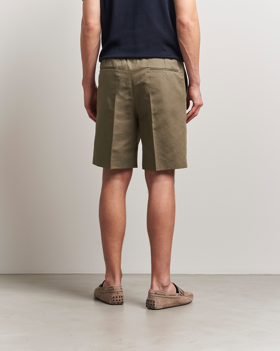 Hombres | Pantalones cortos | Brioni | Cotton/Linen Drawstring Shorts Military