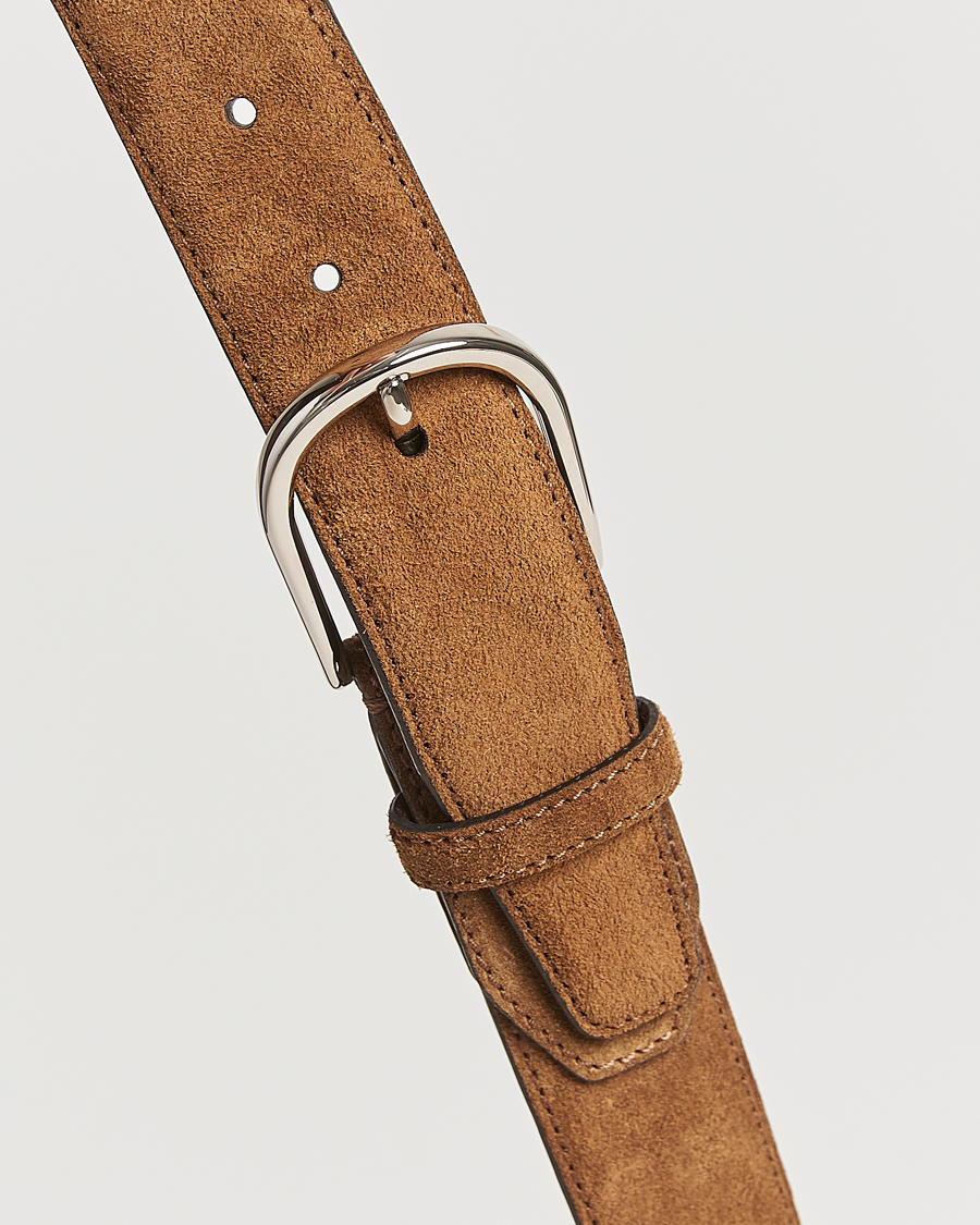 Hombres | Brioni Rounded Buckle Belt  Brown Suede | Brioni | Rounded Buckle Belt  Brown Suede