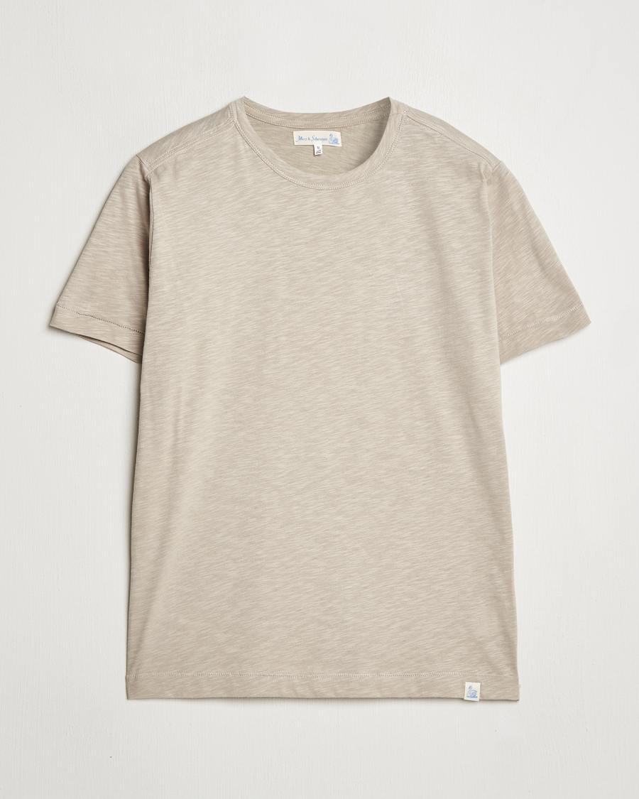 Hombres | Camisetas | Merz b. Schwanen | Organic Pima Cotton Slub Crew Neck T-Shirt Greige