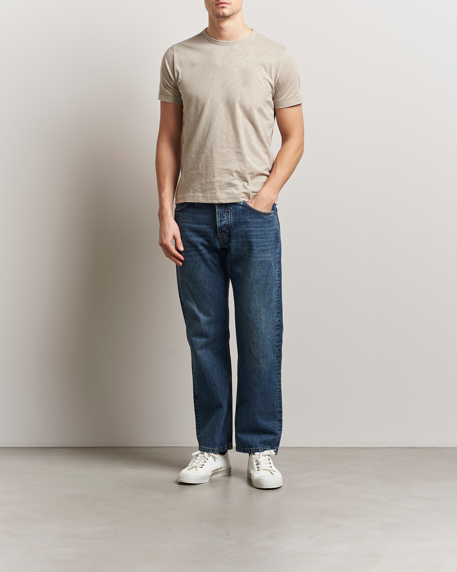 Hombres | Camisetas | Merz b. Schwanen | Organic Pima Cotton Slub Crew Neck T-Shirt Greige