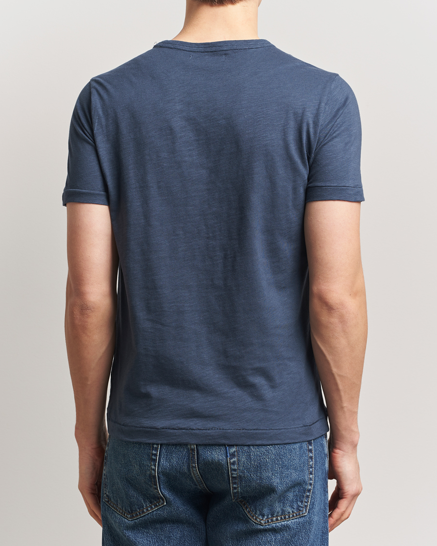 Hombres | Camisetas | Merz b. Schwanen | Organic Pima Cotton Slub Crew Neck T-Shirt Denim Blue