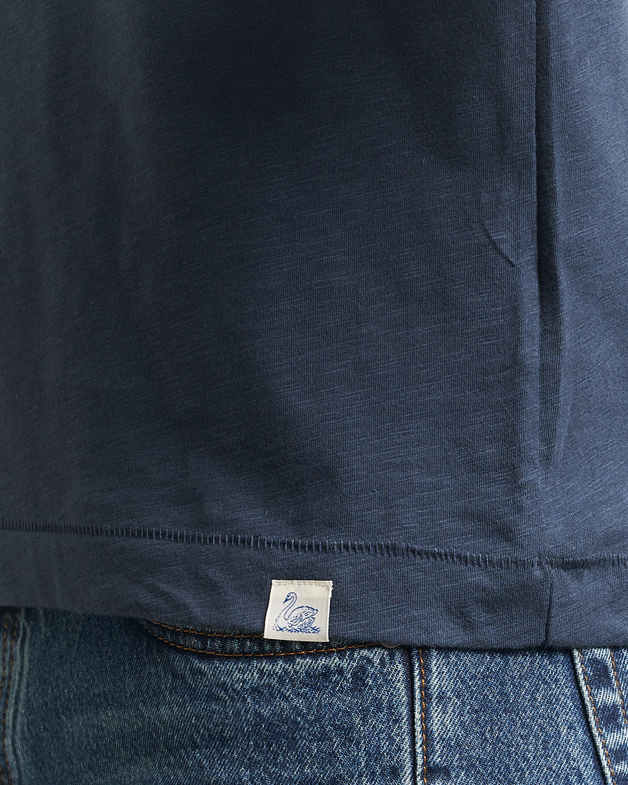 Hombres | Camisetas | Merz b. Schwanen | Organic Pima Cotton Slub Crew Neck T-Shirt Denim Blue