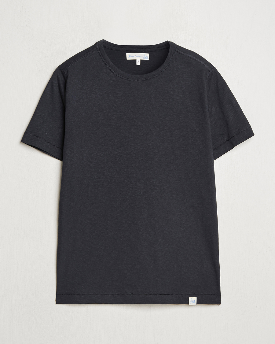 Hombres | Camisetas | Merz b. Schwanen | Organic Pima Cotton Slub Crew Neck T-Shirt Black