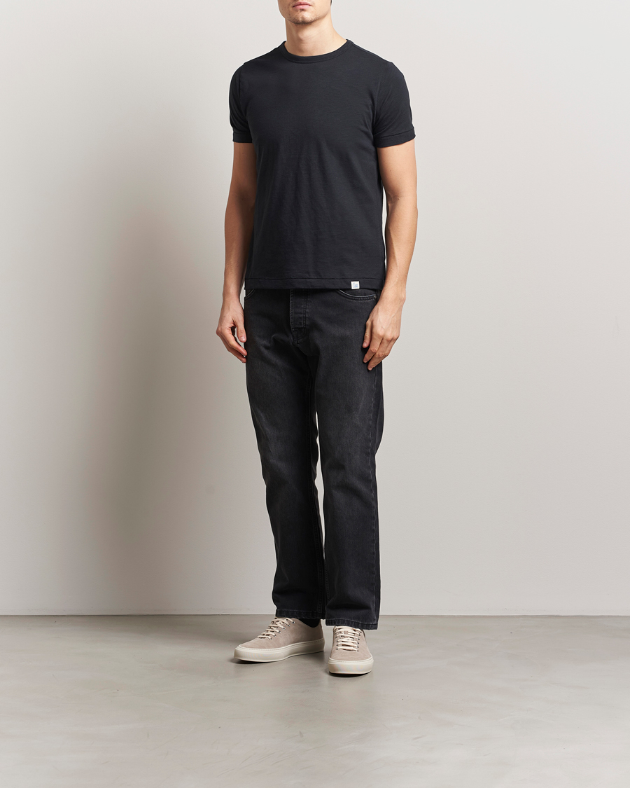 Hombres | Camisetas | Merz b. Schwanen | Organic Pima Cotton Slub Crew Neck T-Shirt Black