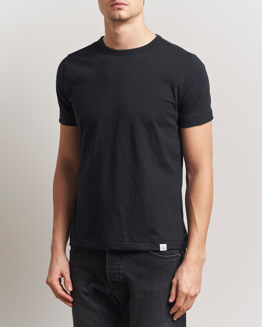 Hombres | Camisetas | Merz b. Schwanen | Organic Pima Cotton Slub Crew Neck T-Shirt Black
