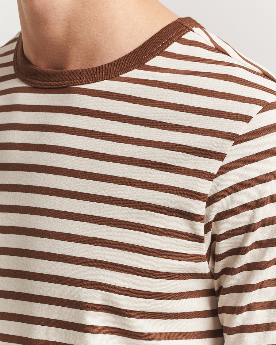 Hombres | Camisetas | Merz b. Schwanen | Relaxed Fit Striped Sturdy T-Shirt Nut/Nature