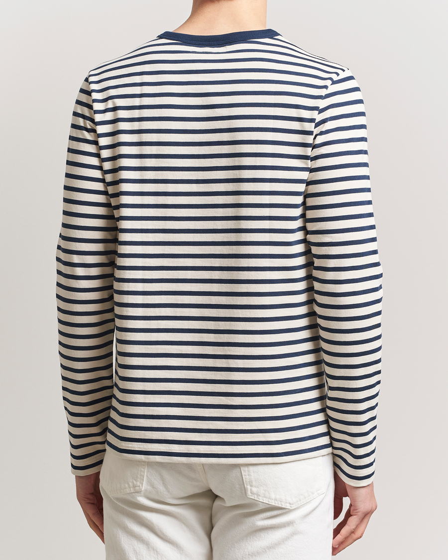 Hombres | Camisetas | Merz b. Schwanen | Relaxed Fit Striped Long Sleeve T-Shirt Ink/Nature