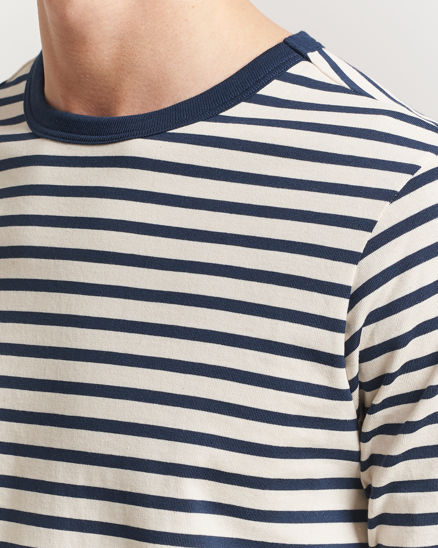 Hombres | Camisetas | Merz b. Schwanen | Relaxed Fit Striped Long Sleeve T-Shirt Ink/Nature