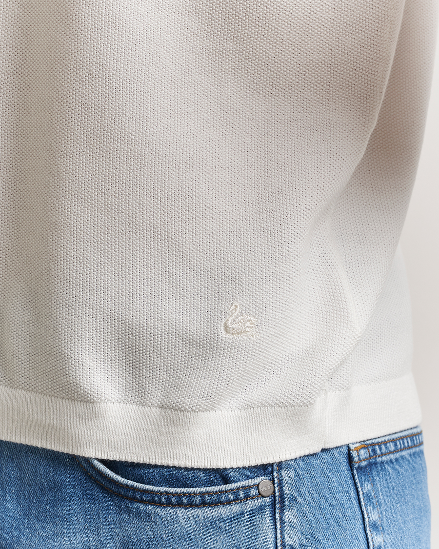 Hombres | Polos | Merz b. Schwanen | Relaxed Fit Knitted Polo White