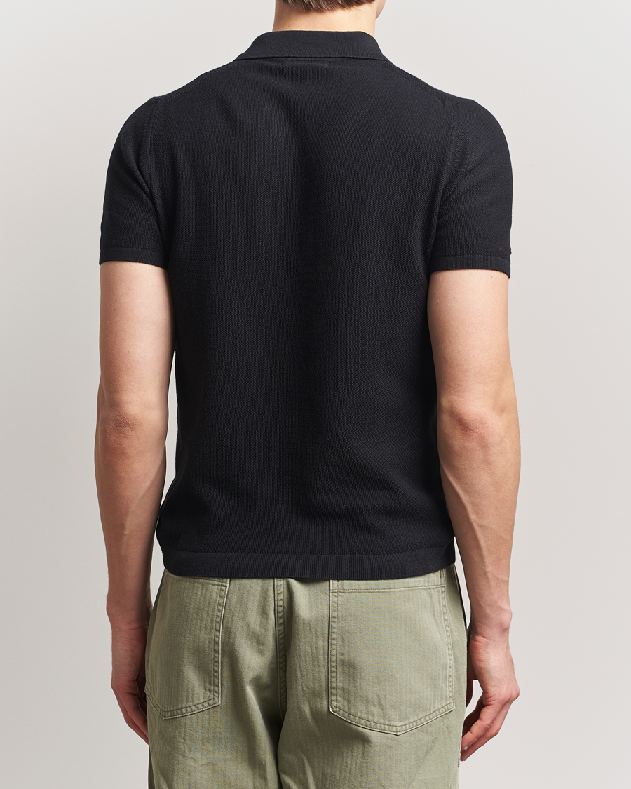 Hombres | Polos | Merz b. Schwanen | Relaxed Fit Knitted Polo Black