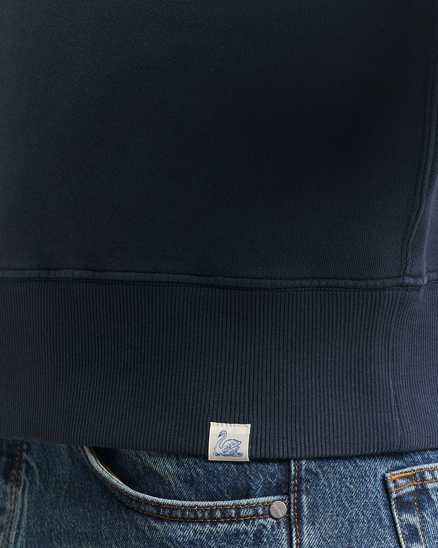 Hombres | Jerséis y prendas de punto | Merz b. Schwanen | Relaxed Fit Vintage Fleece Half Zip Sweat Denim Blue