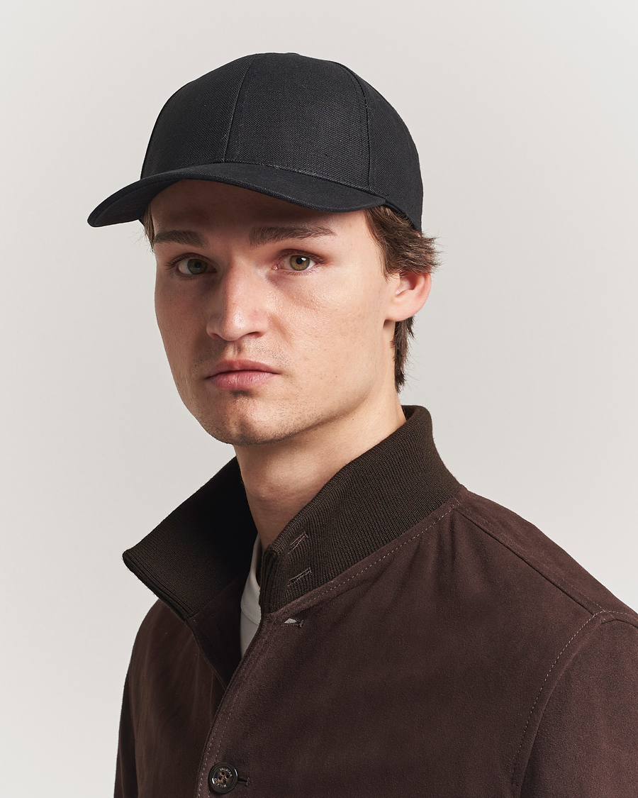 Hombres | Sombreros y gorras | Varsity Headwear | Linen Baseball Cap Licorice Black