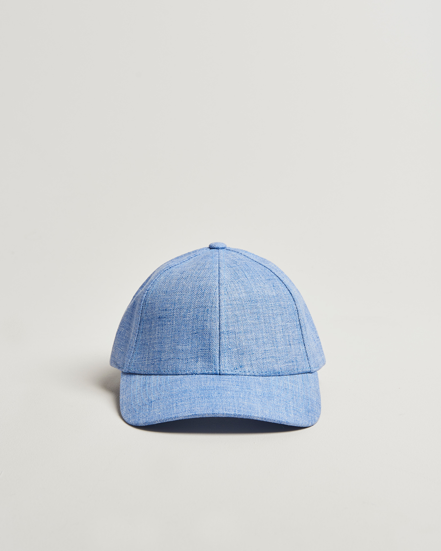 Hombres | Sombreros y gorras | Varsity Headwear | Linen Baseball Cap Azure Blue