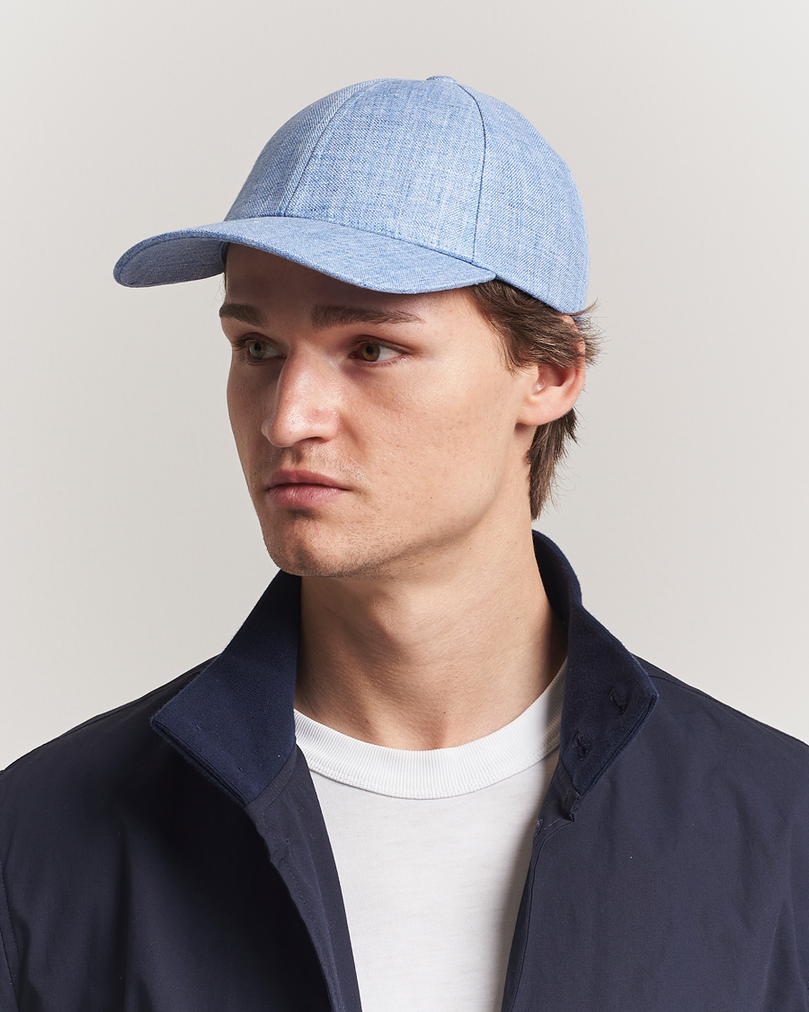 Hombres | Sombreros y gorras | Varsity Headwear | Linen Baseball Cap Azure Blue