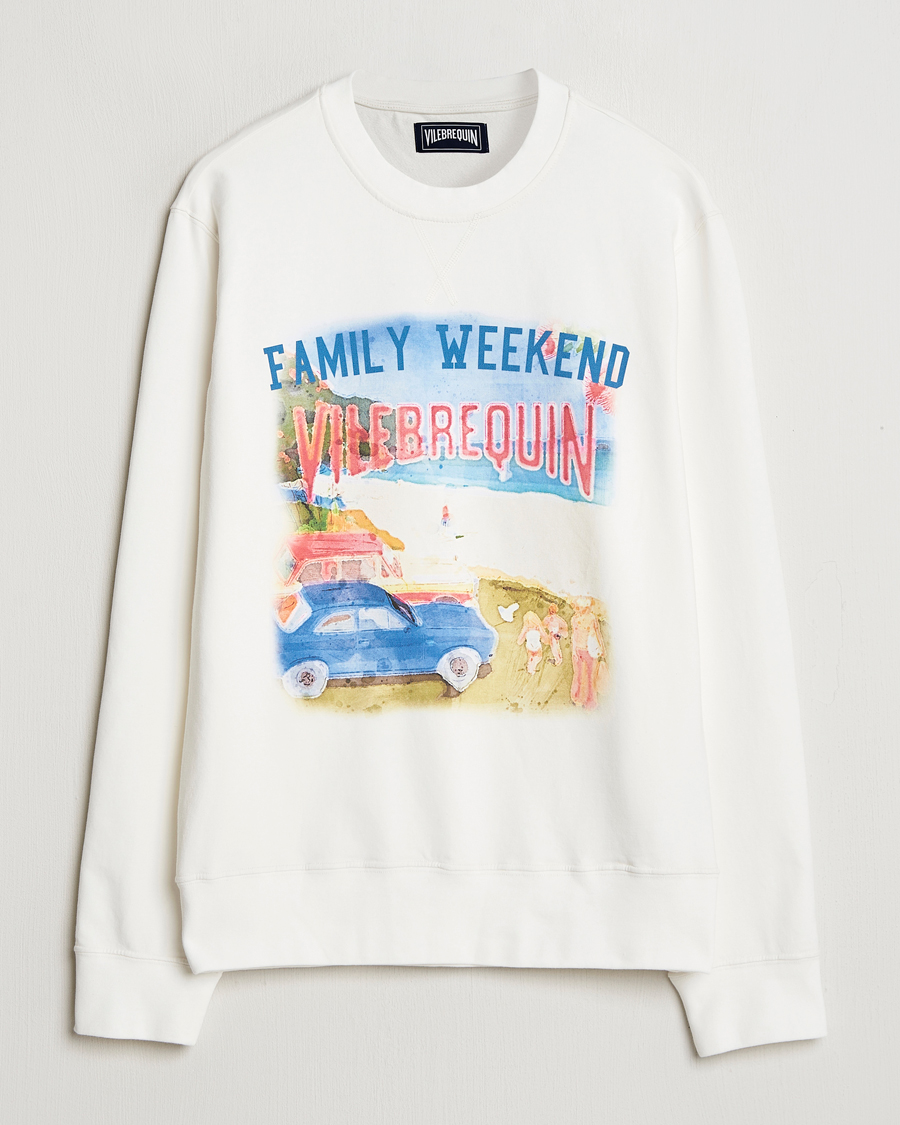 Hombres | Jerséis y prendas de punto | Vilebrequin | Printed Crew Neck Sweatshirt Off White