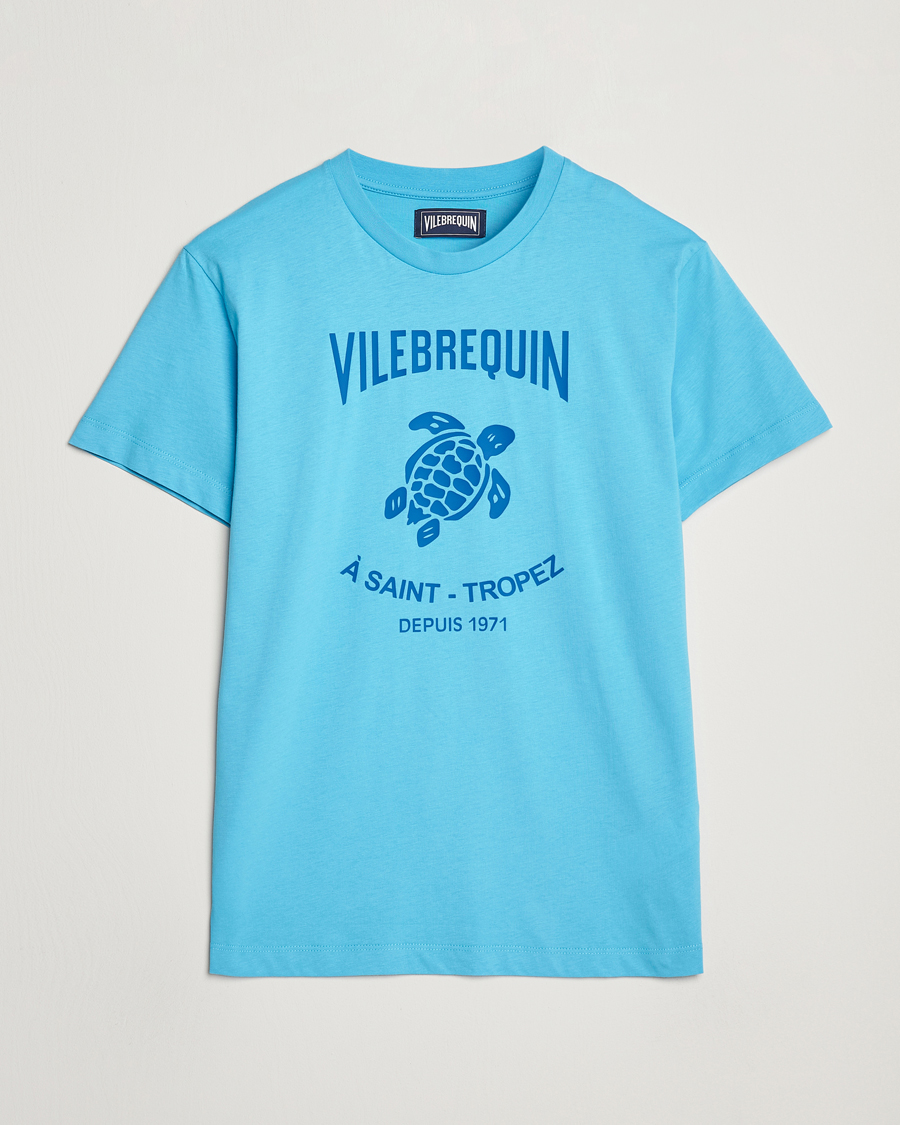 Hombres | Camisetas | Vilebrequin | Printed Crew Neck T-Shirt Topaze Bleue