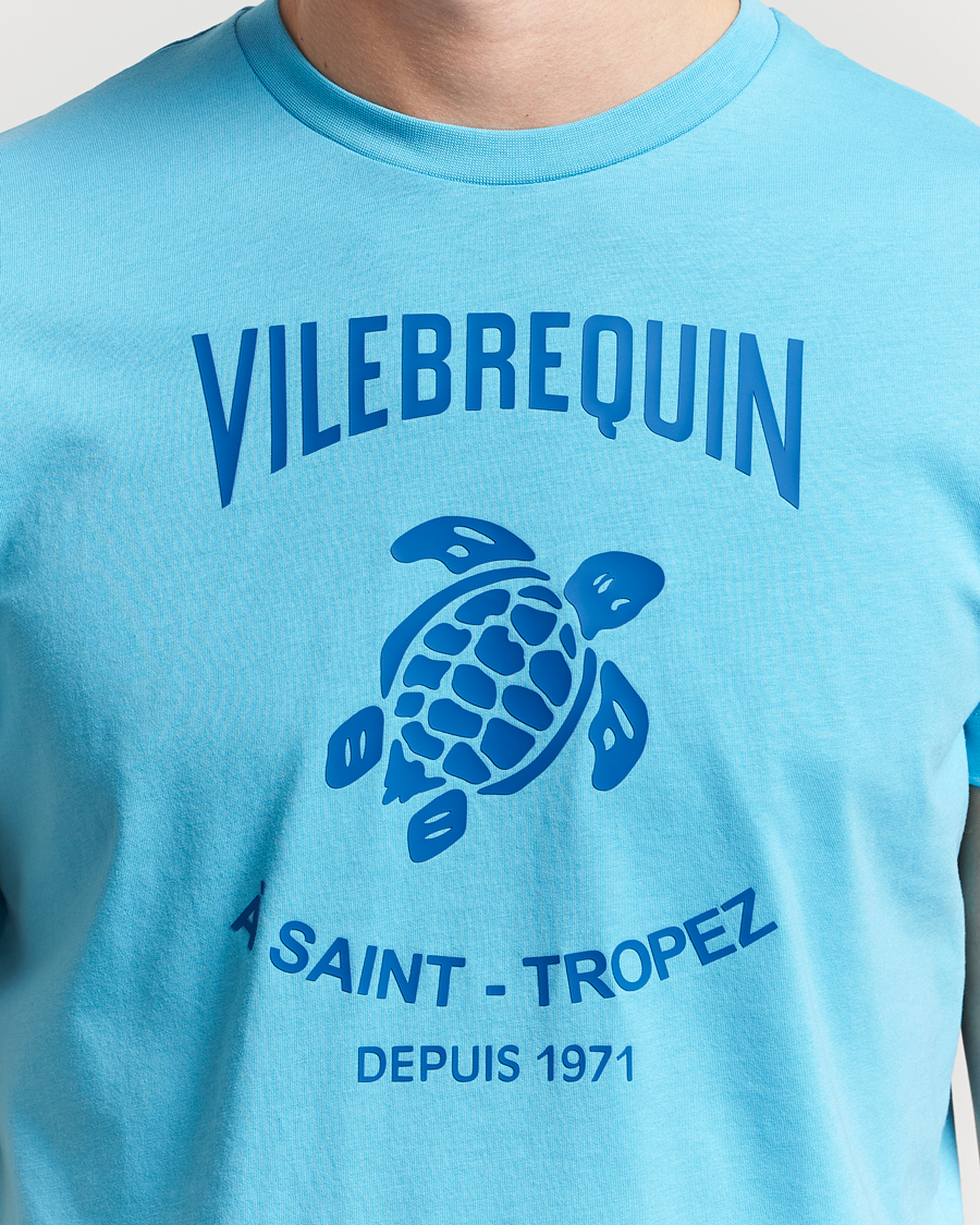 Hombres | Camisetas | Vilebrequin | Printed Crew Neck T-Shirt Topaze Bleue