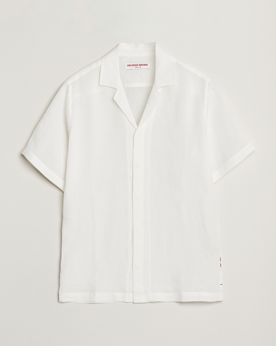 Hombres | Camisas | Orlebar Brown | Maitan II Short Sleeve Linen Shirt White