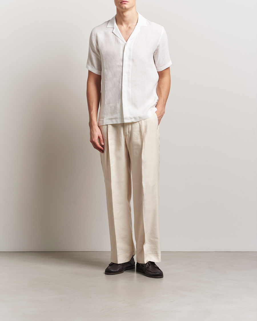 Hombres | Camisas | Orlebar Brown | Maitan II Short Sleeve Linen Shirt White