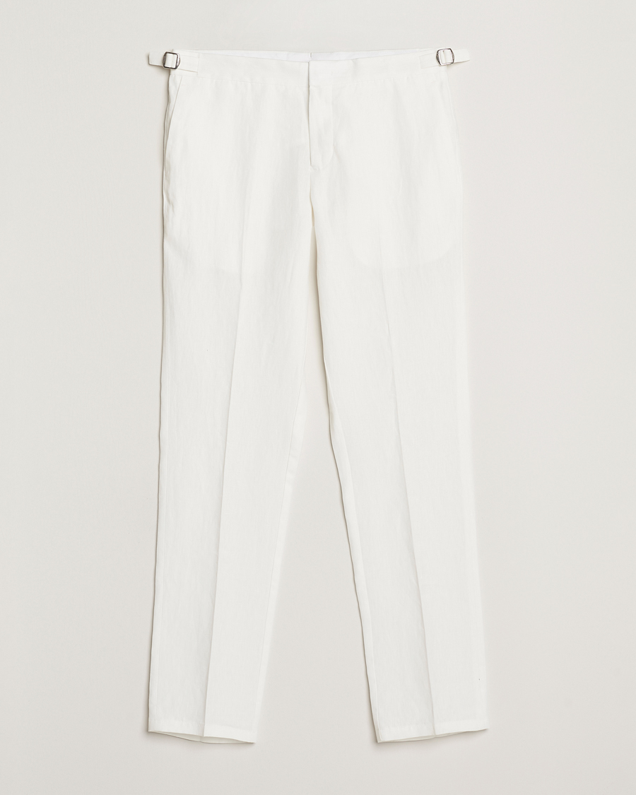 Hombres | Pantalones | Orlebar Brown | Griffon Italian Linen Trousers White Sand