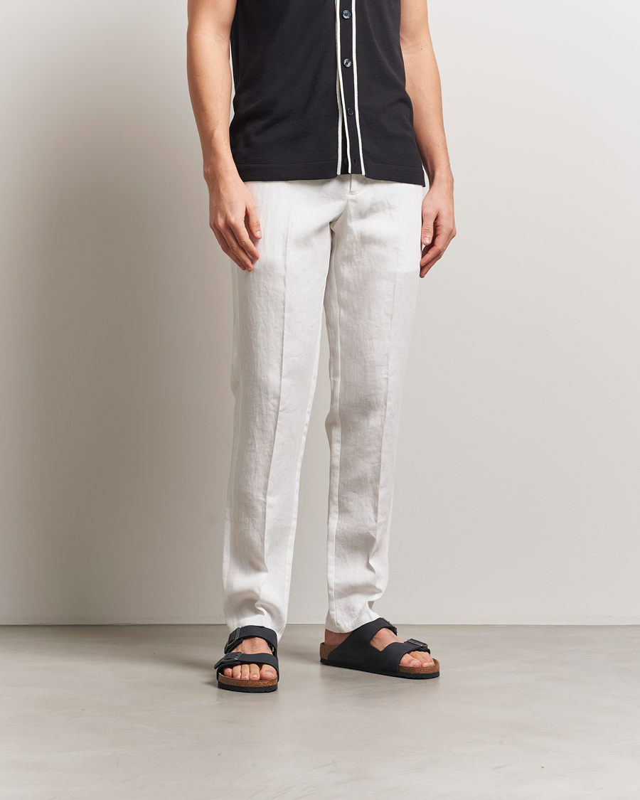 Hombres | Pantalones | Orlebar Brown | Griffon Italian Linen Trousers White Sand
