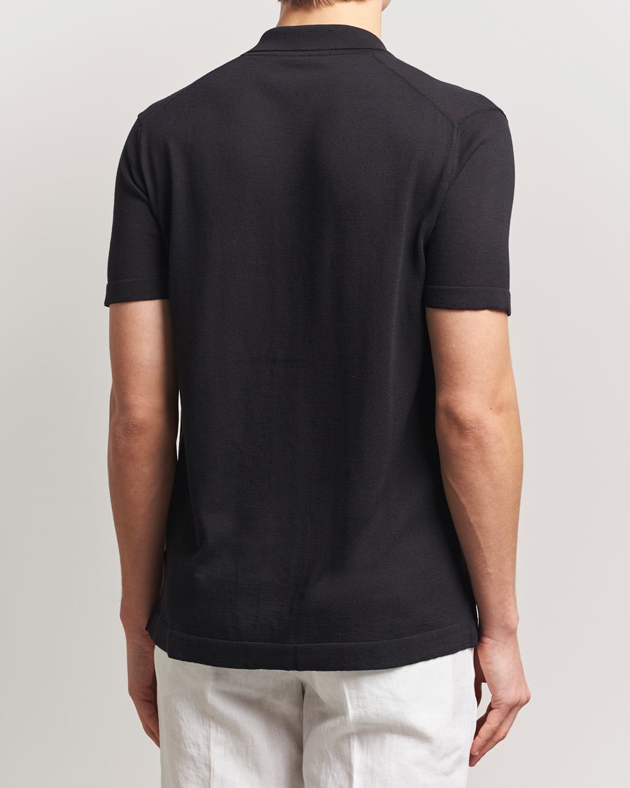 Hombres | Camisas | Orlebar Brown | Keeling Silk/Cotton Knitted Shirt Black/White Sand