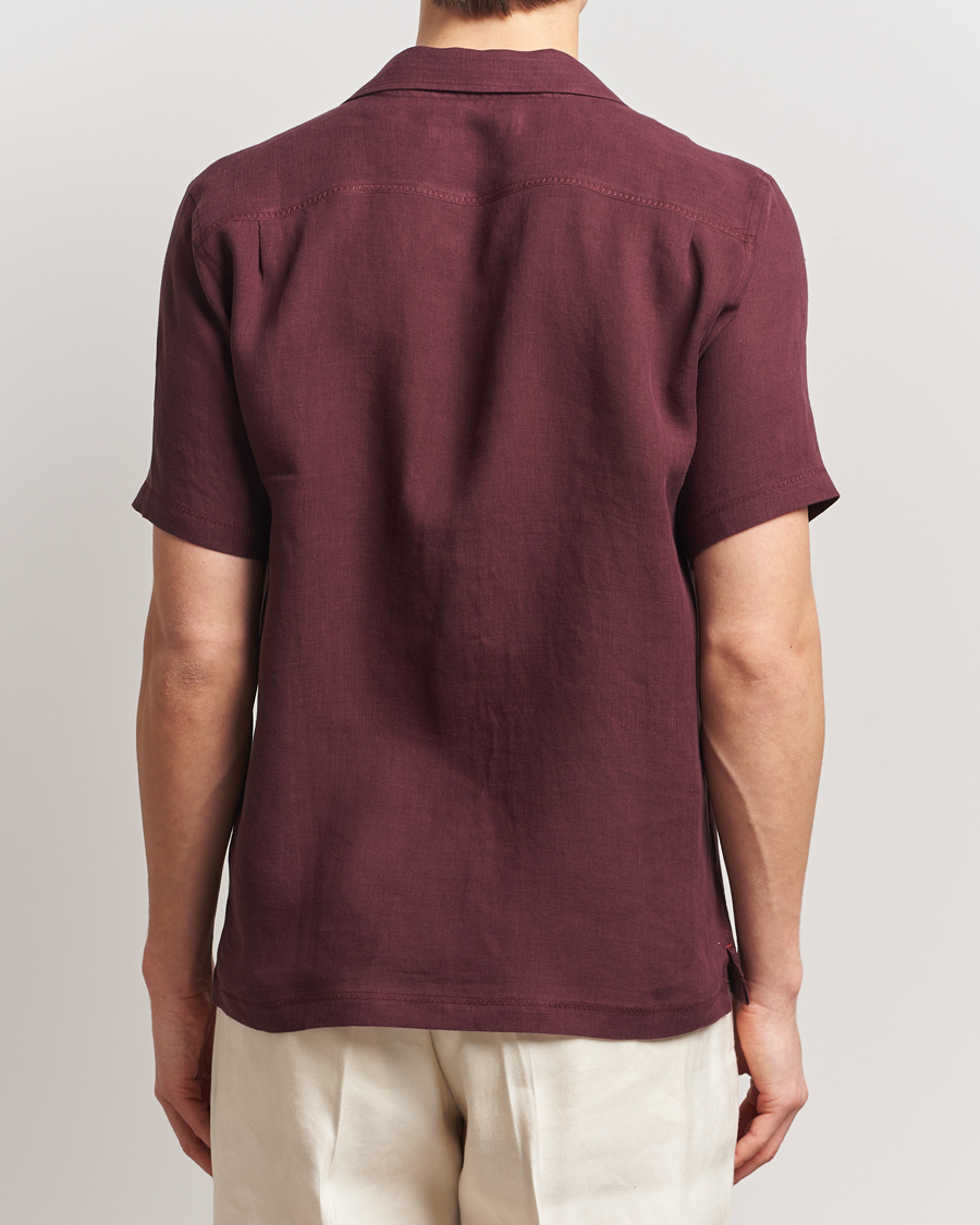 Hombres | Camisas | Orlebar Brown | Maitan II Short Sleeve Linen Shirt Damson