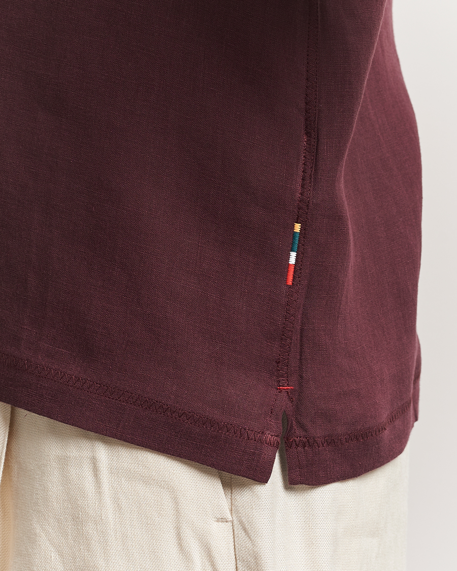 Hombres | Camisas | Orlebar Brown | Maitan II Short Sleeve Linen Shirt Damson
