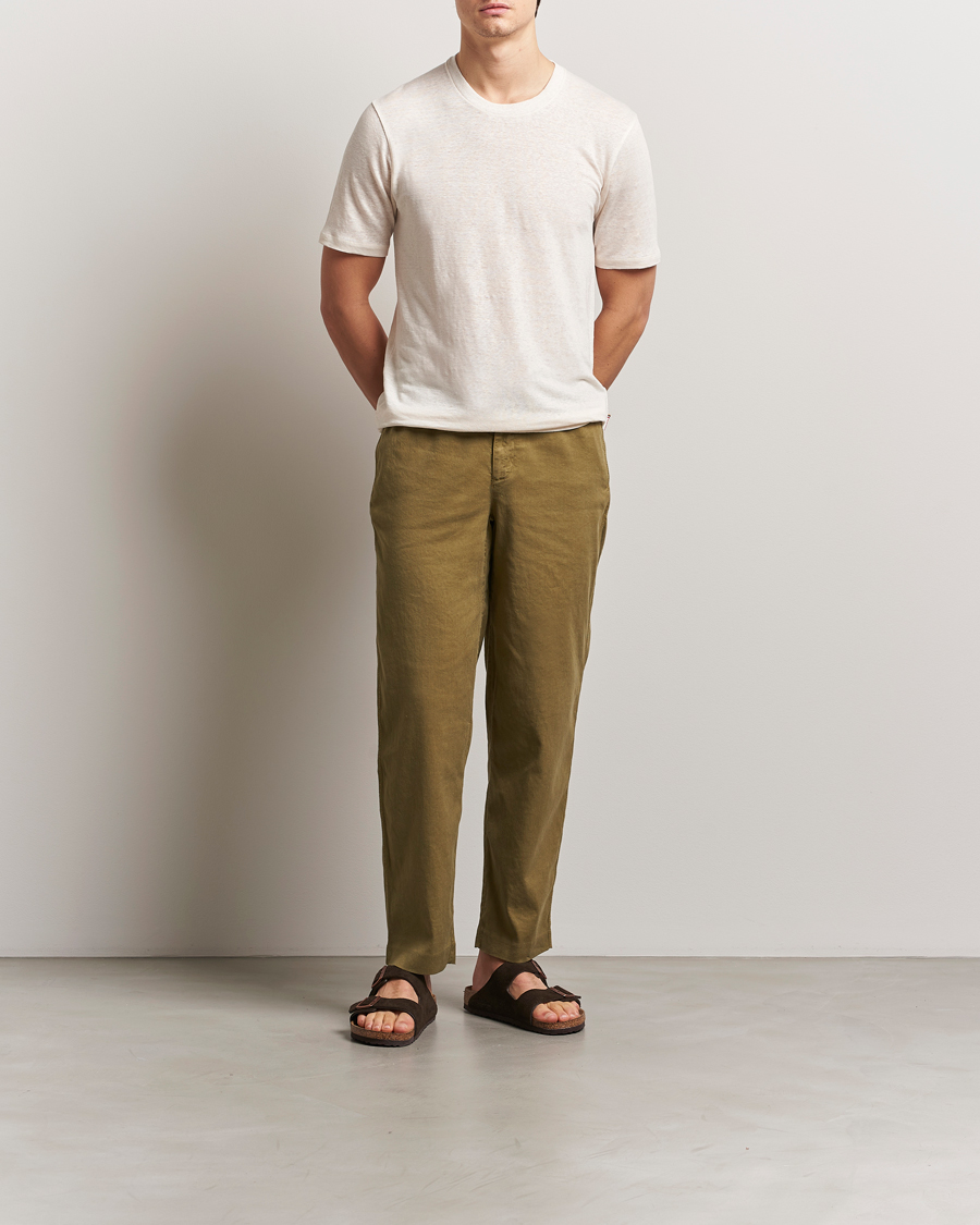 Hombres | Camisetas | Orlebar Brown | Standard Linen T-Shirt Latte