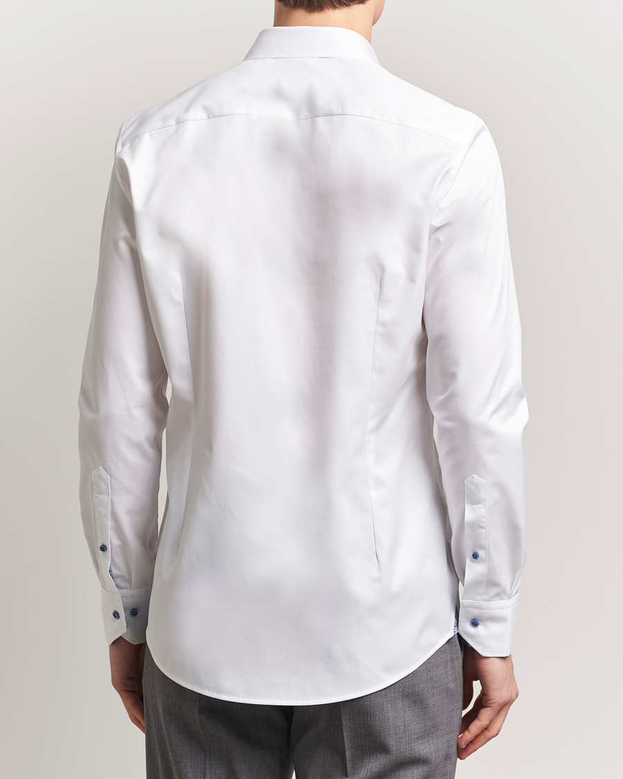 Hombres | Camisas | Stenströms | Silmline Contrast Cotton Twill Shirt White