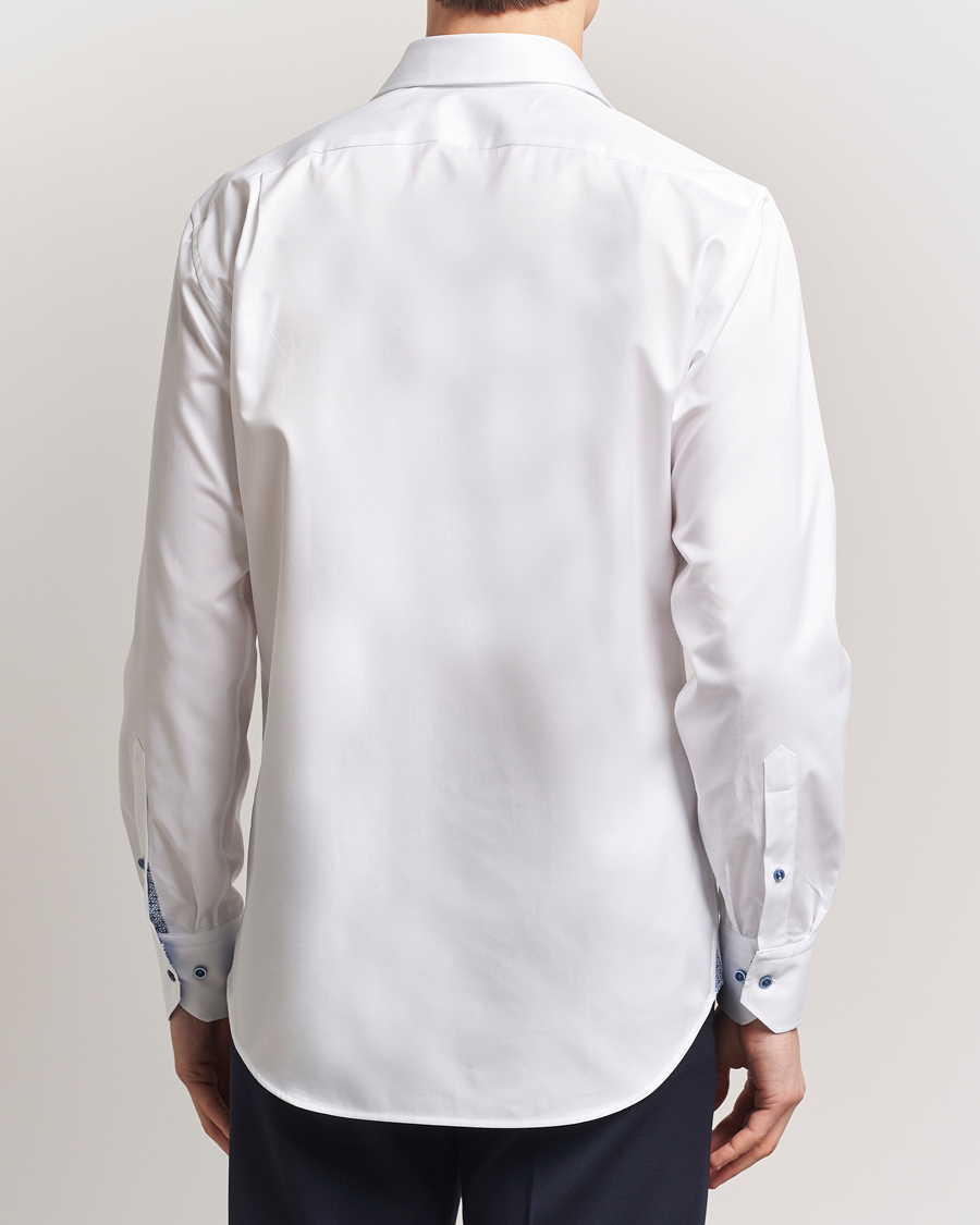 Hombres | Camisas | Stenströms | Fitted Body Contrast Cotton Twill Shirt White